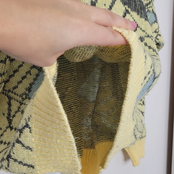 Prince Bellini Vintage Knit Preppy Yellow Gray Cotton Blend Cottagecore Sweater - Picture 7 of 13